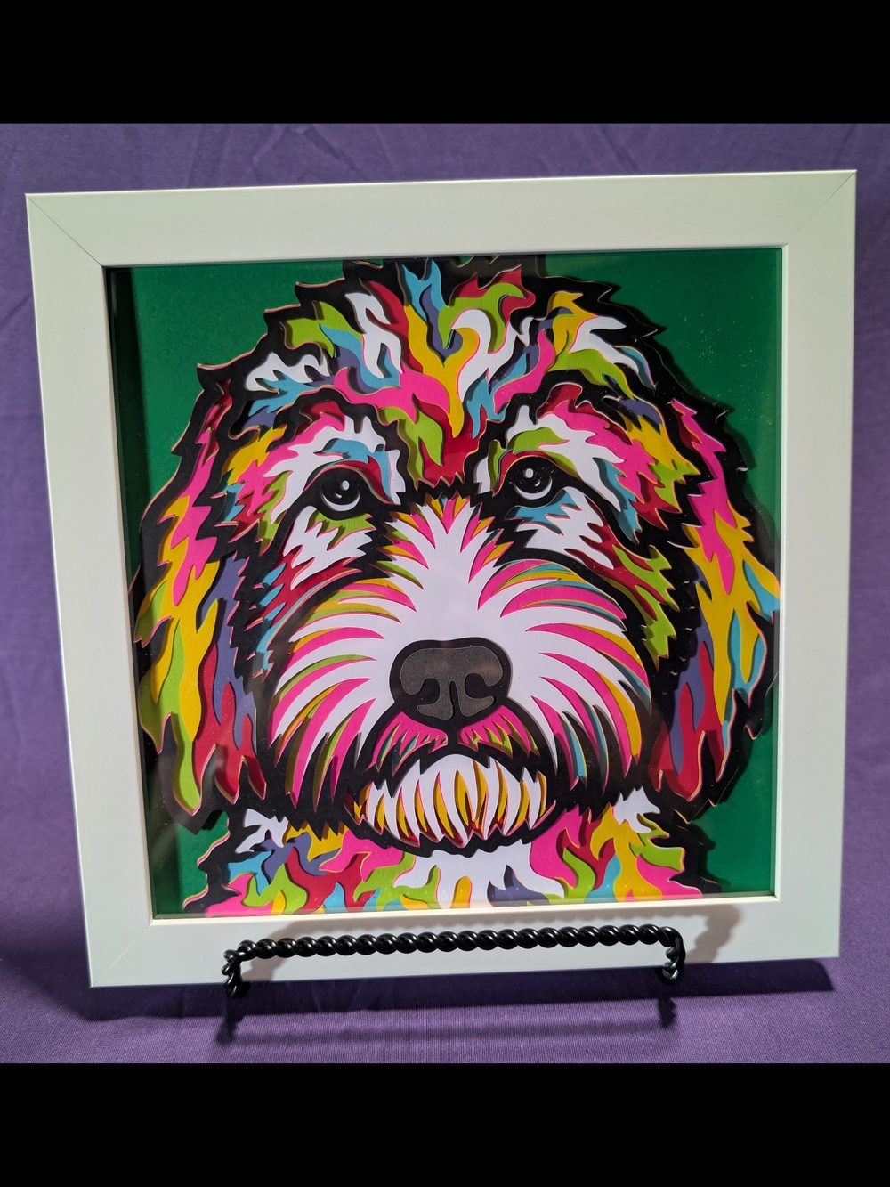Colorful Pop Art Goldendoodle Portrait Framed Wall Art - Multi